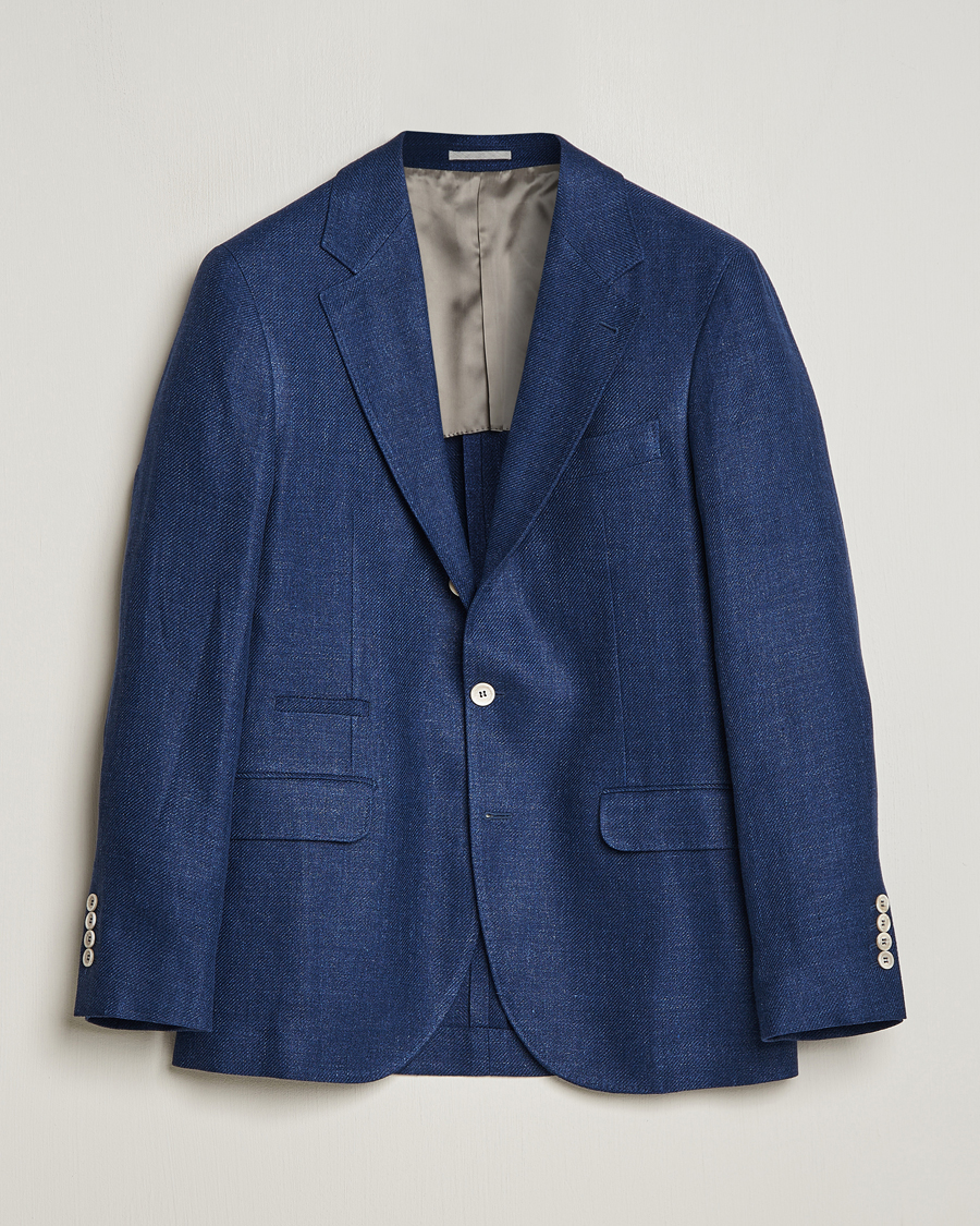 Men | Blazers | Brunello Cucinelli | Linen/Silk Blazer Indigo Blue