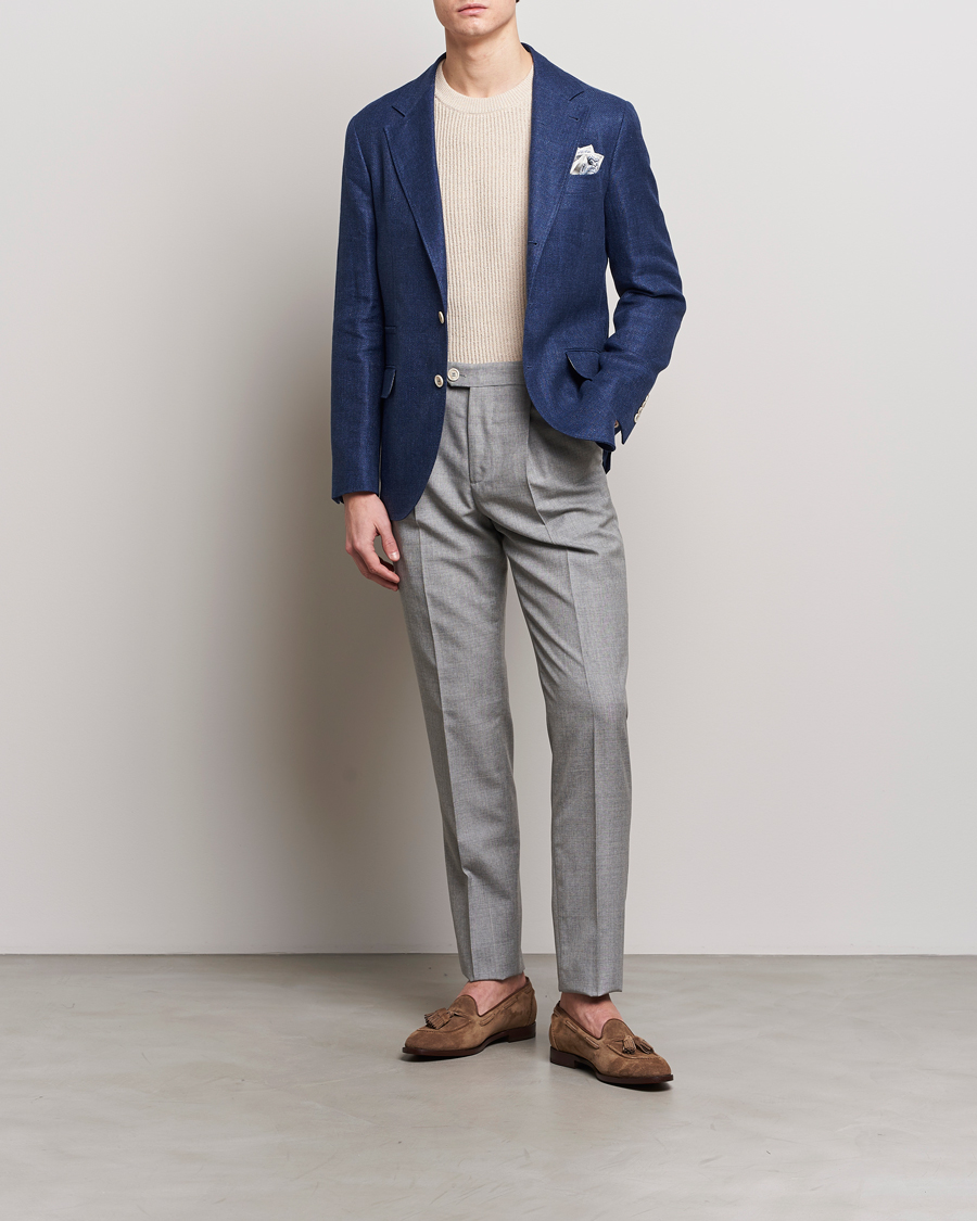 Men | Blazers | Brunello Cucinelli | Linen/Silk Blazer Indigo Blue