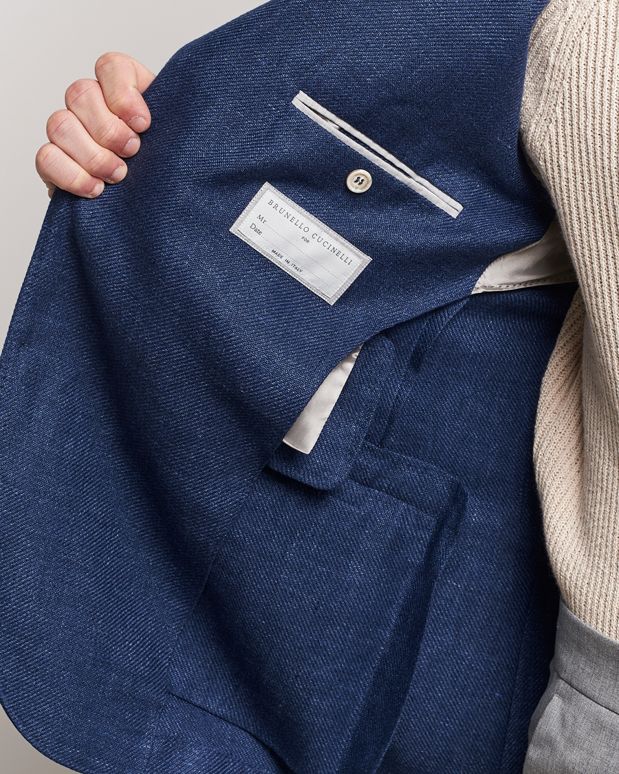 Men | Blazers | Brunello Cucinelli | Linen/Silk Blazer Indigo Blue