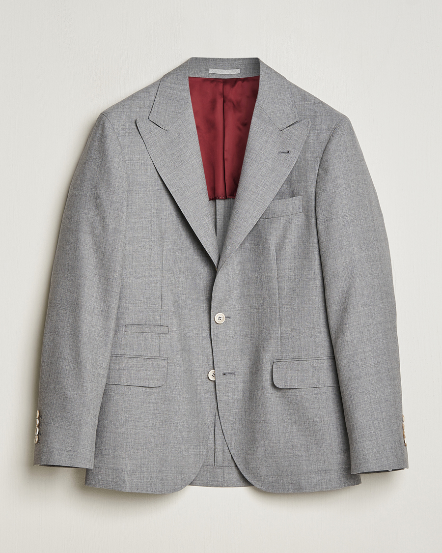 Men | Blazers | Brunello Cucinelli | Peak Lapel Wool Blazer Light Grey