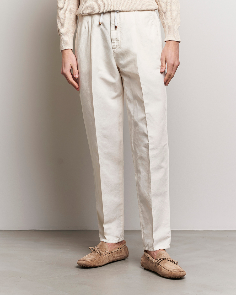 Men | Trousers | Brunello Cucinelli | Cotton/Linen Drawstring Pants Off White