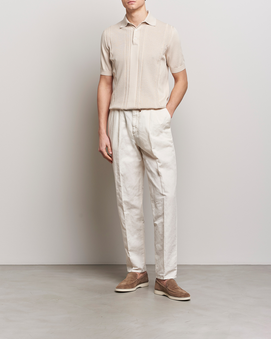 Men | Polo Shirts | Brunello Cucinelli | Front Structure Knitted Polo Light Beige