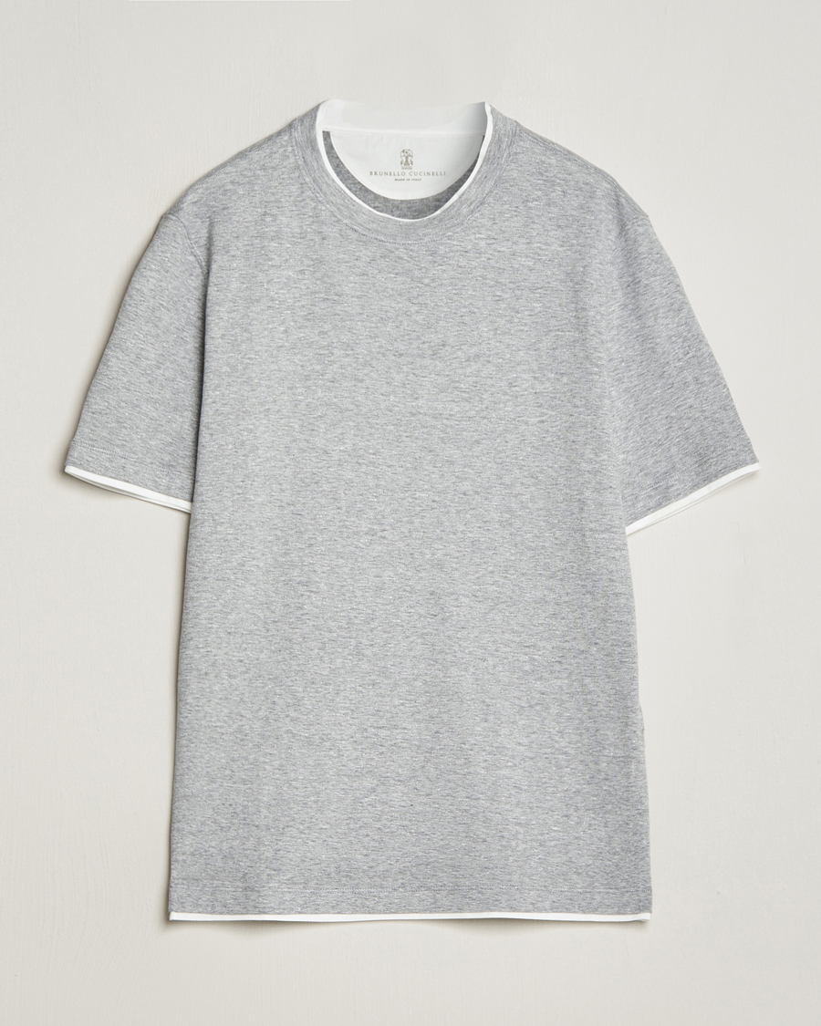 Men | T-Shirts | Brunello Cucinelli | Cotton/Linen T-Shirt Light Grey