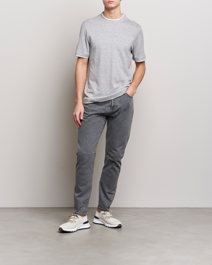 Men | T-Shirts | Brunello Cucinelli | Cotton/Linen T-Shirt Light Grey