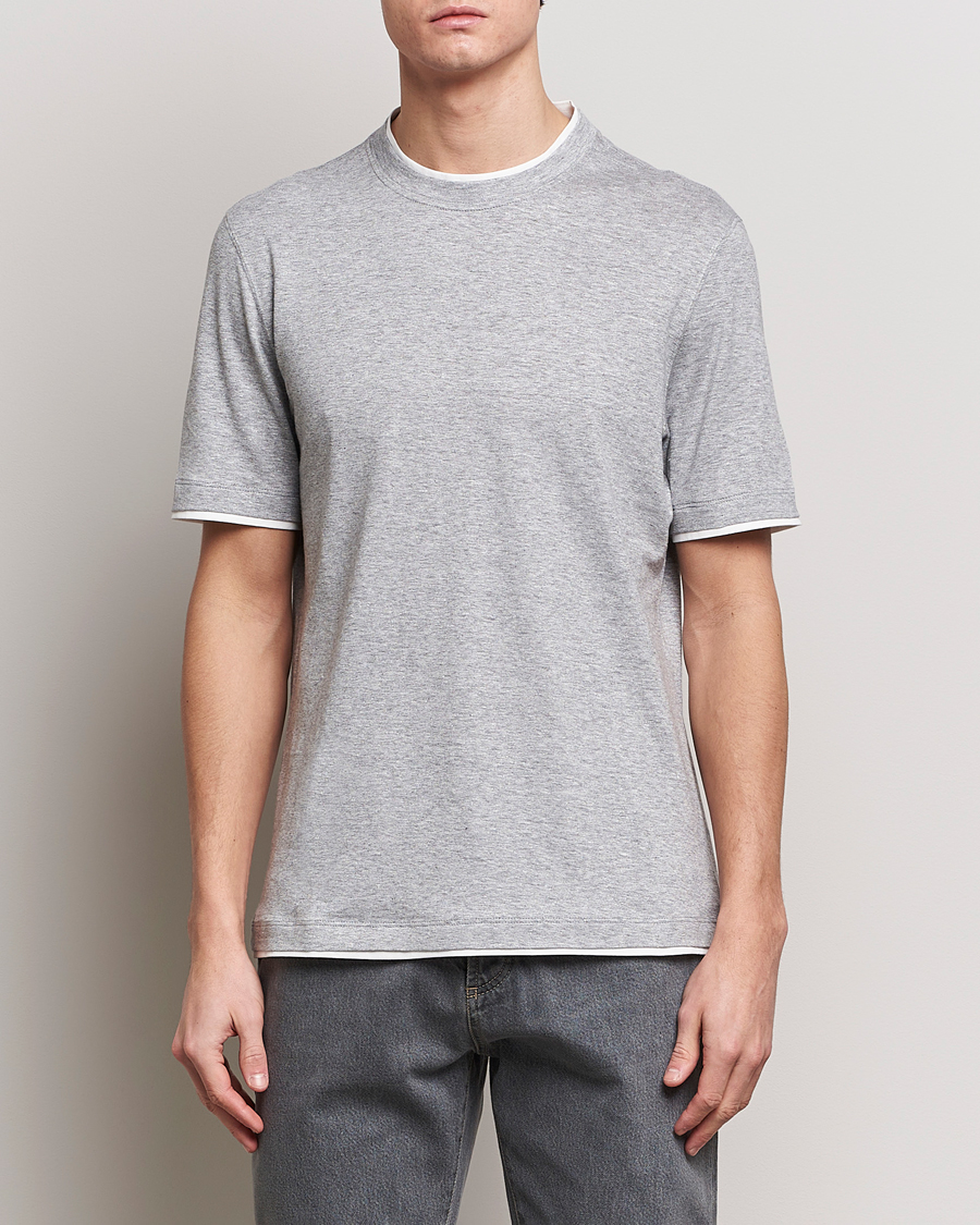 Men | T-Shirts | Brunello Cucinelli | Cotton/Linen T-Shirt Light Grey