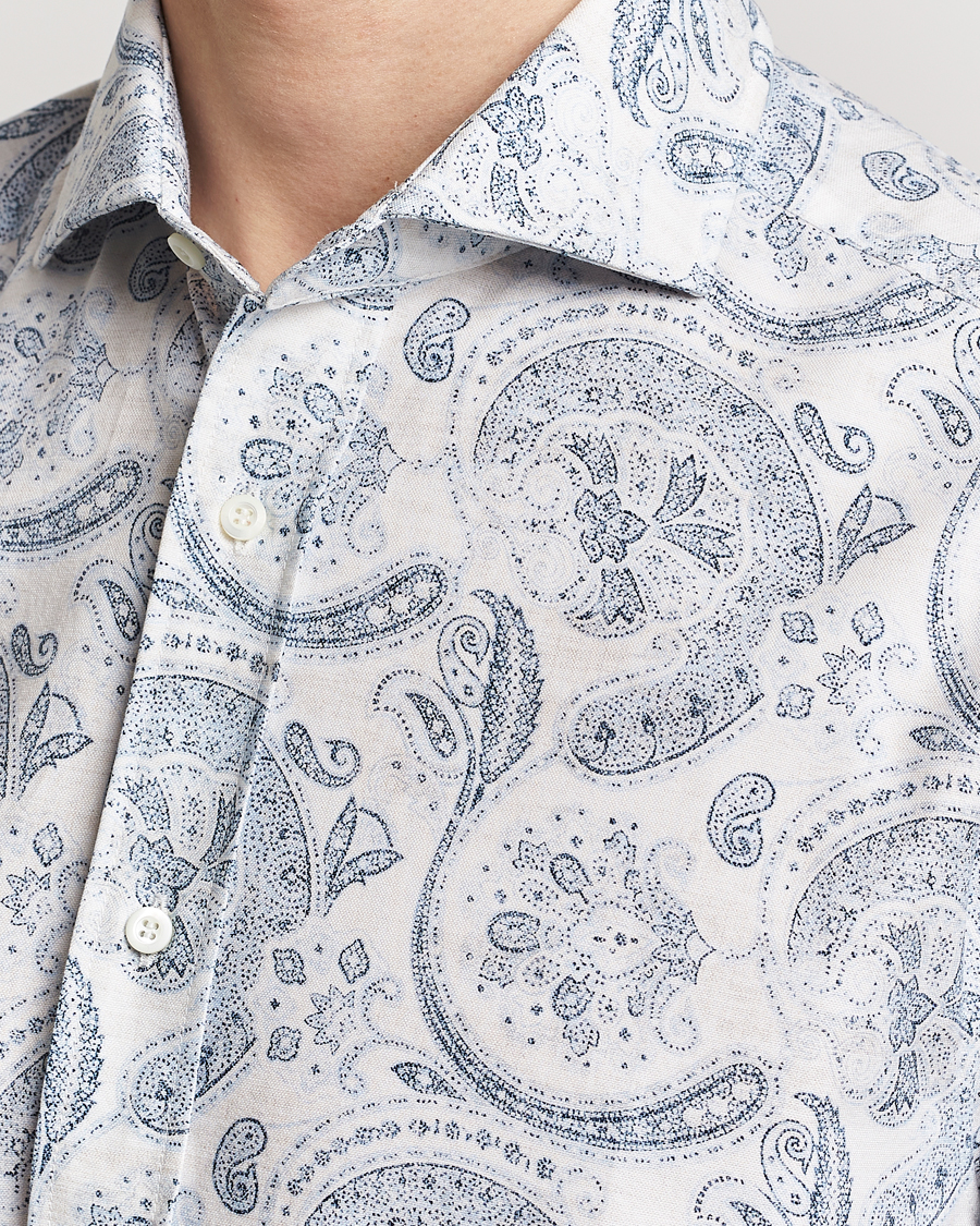 Men | Shirts | Brunello Cucinelli | Slim Fit Paisley Shirt Light Blue