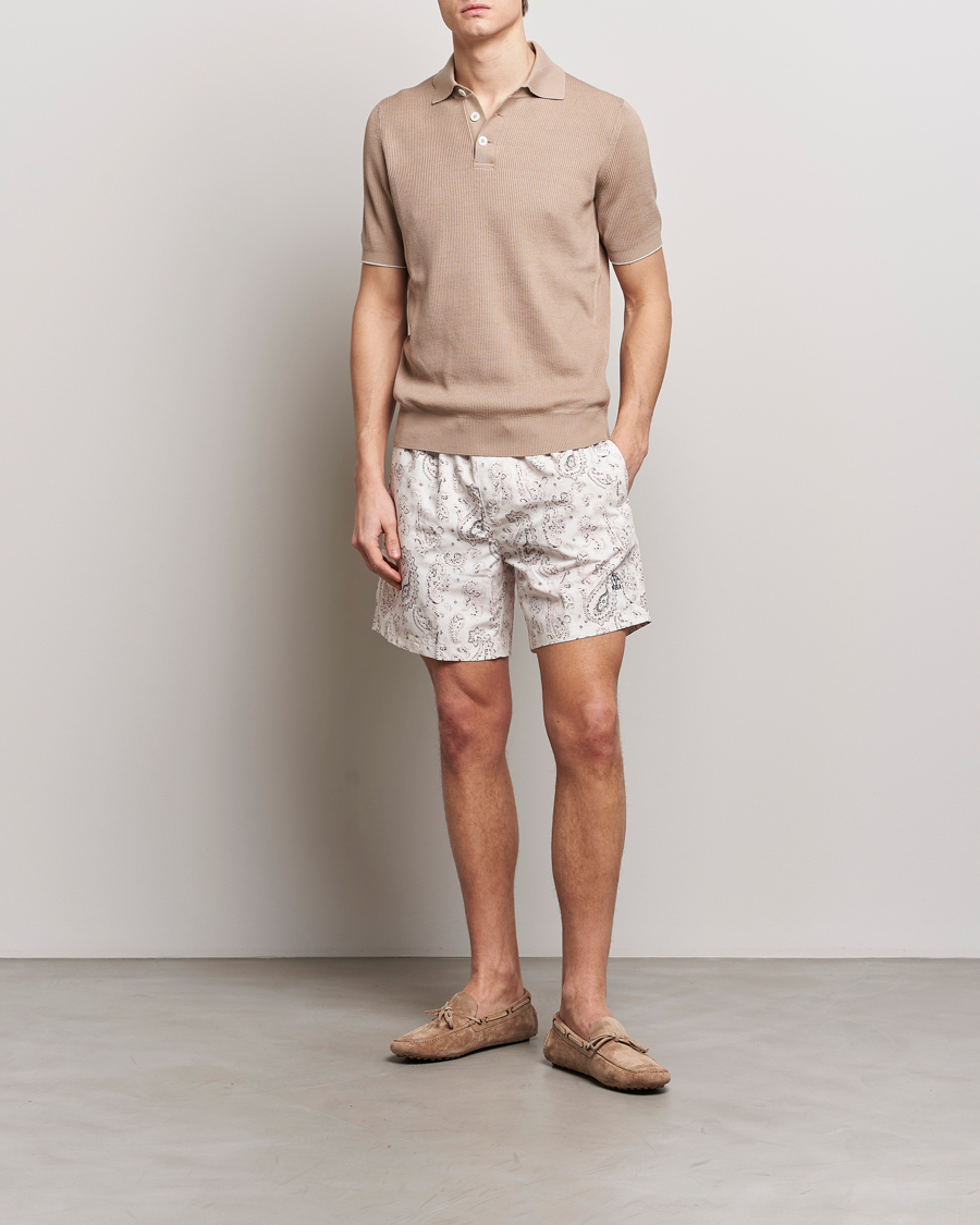 Men | Swimwear | Brunello Cucinelli | Paisley Swim Trunks Light Beige