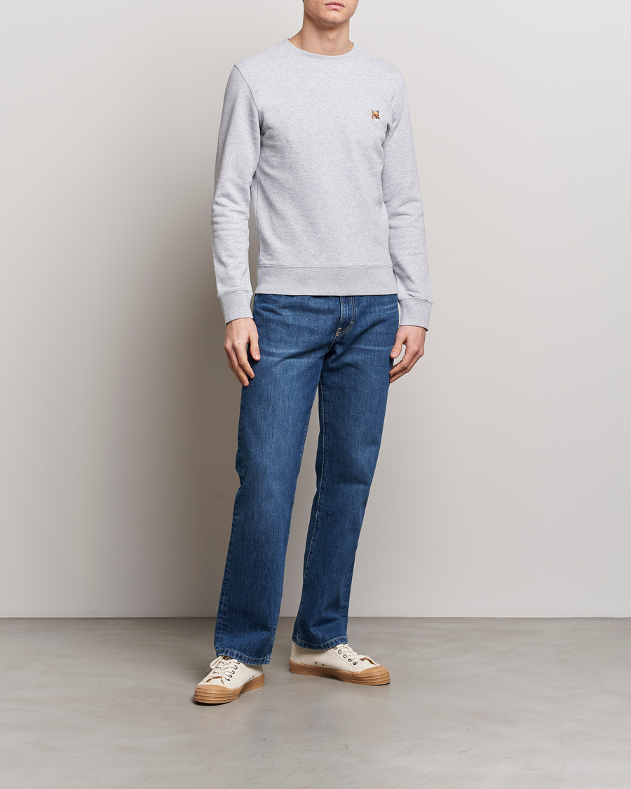 Men | Sweaters & Knitwear | Maison Kitsuné | Fox Head Sweatshirt Light Grey Melange
