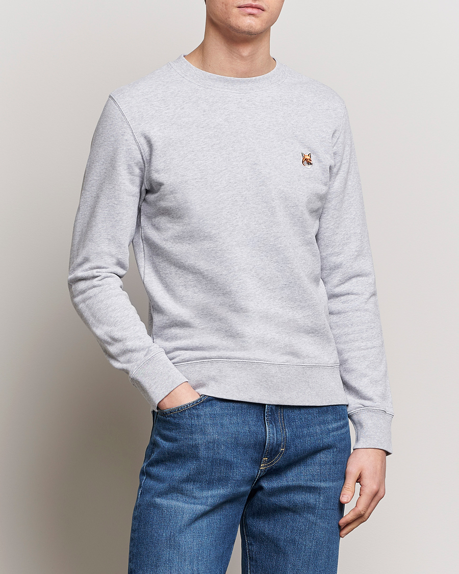 Men | Sweaters & Knitwear | Maison Kitsuné | Fox Head Sweatshirt Light Grey Melange