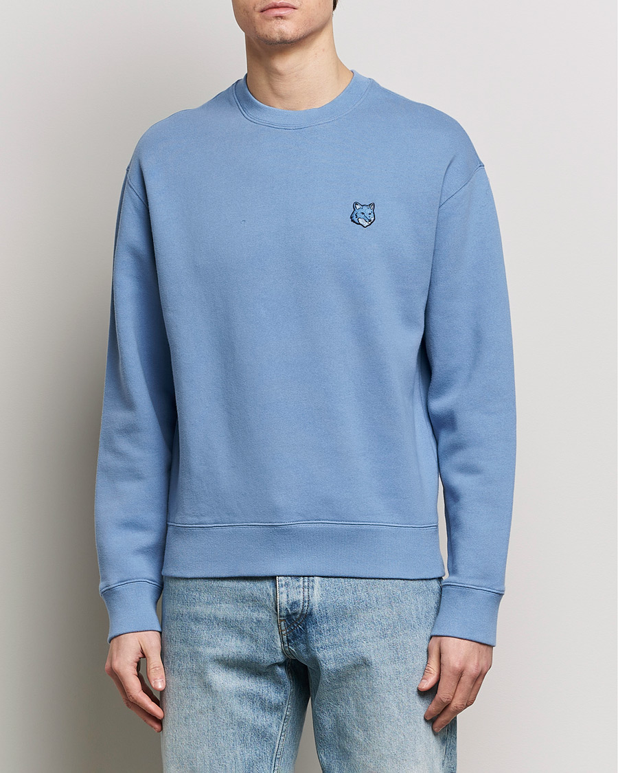 Men | Sweaters & Knitwear | Maison Kitsuné | Tonal Fox Head Sweatshirt Hampton Blue