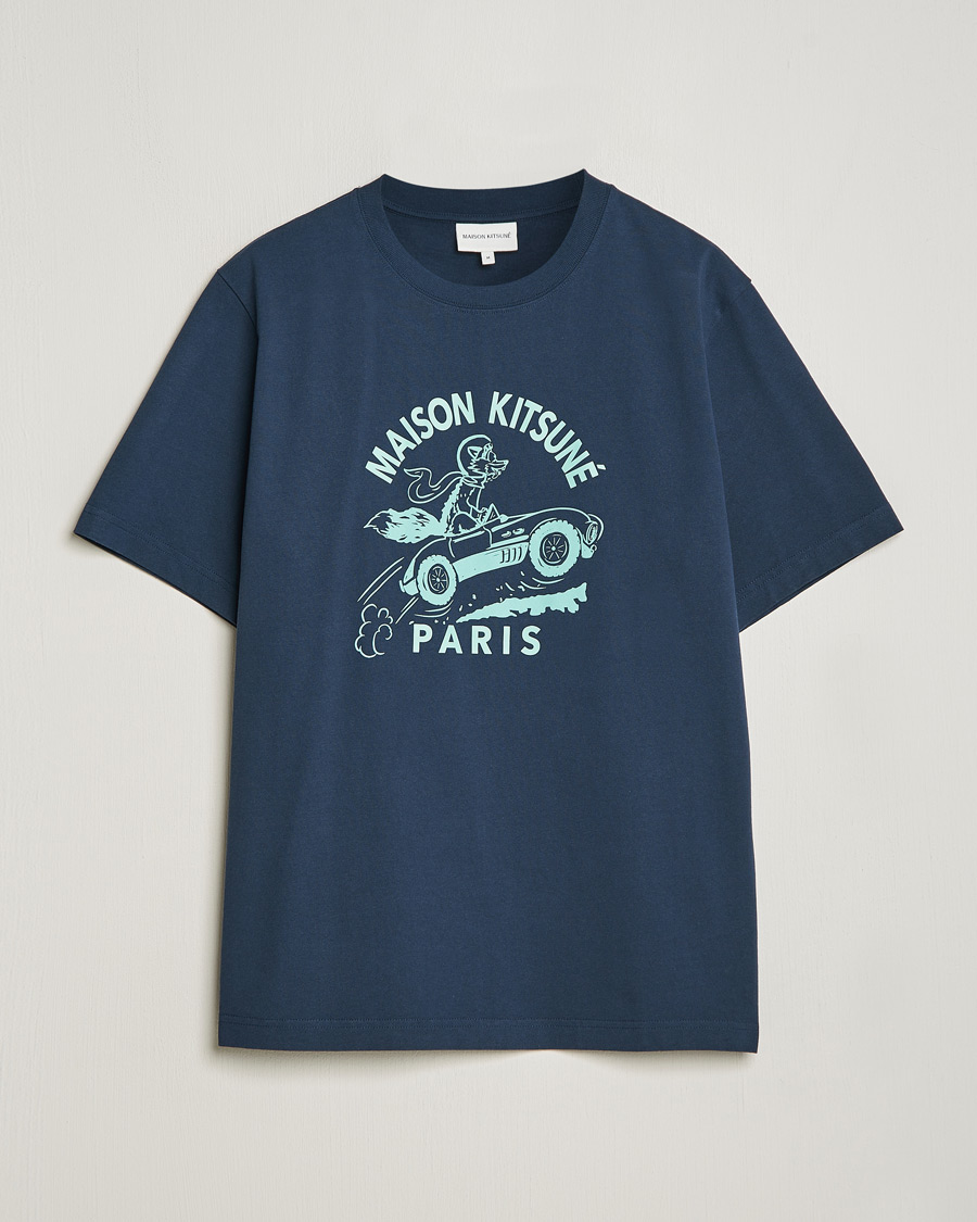 Men | T-Shirts | Maison Kitsuné | Racing Fox T-Shirt Ink Blue