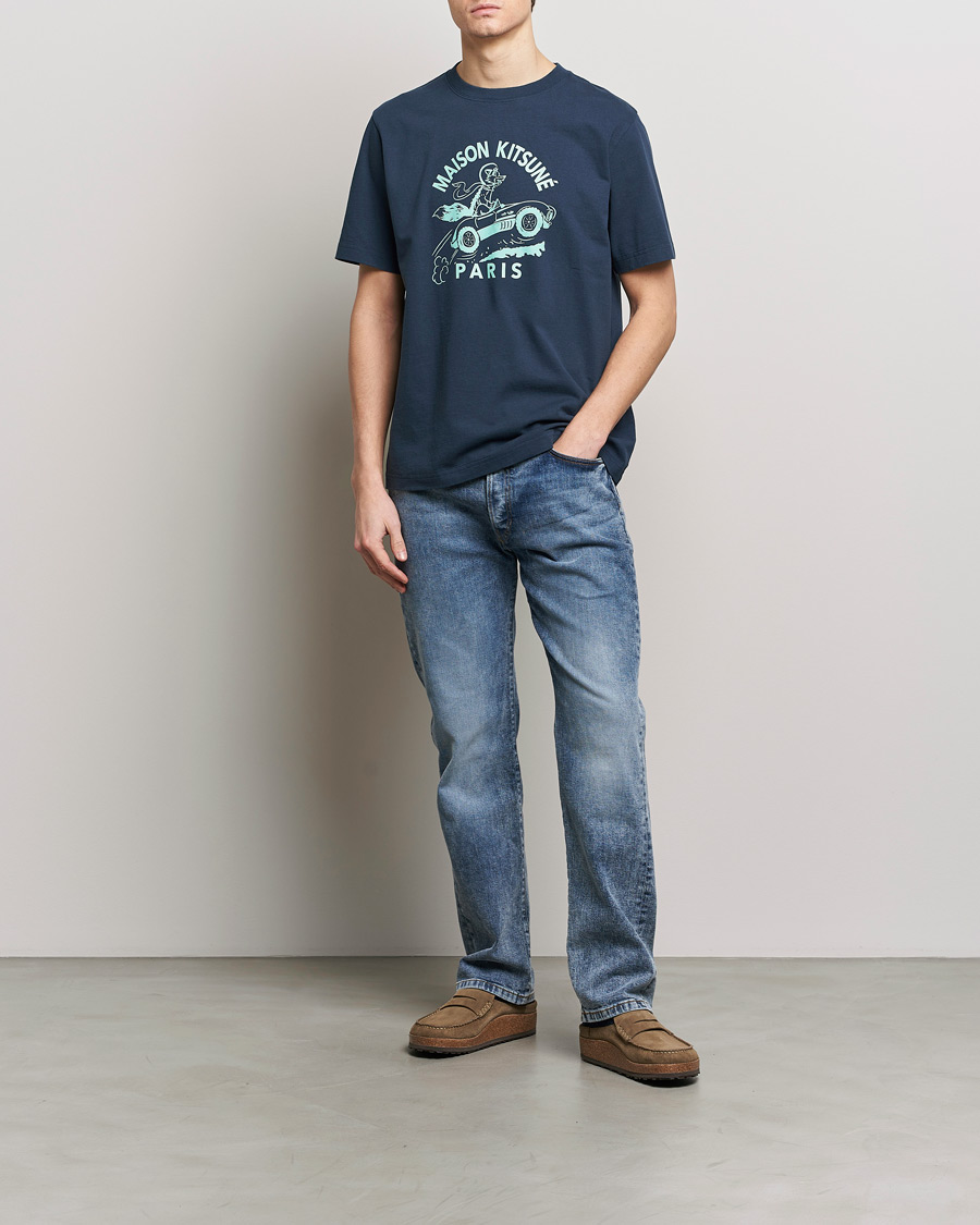 Men | T-Shirts | Maison Kitsuné | Racing Fox T-Shirt Ink Blue