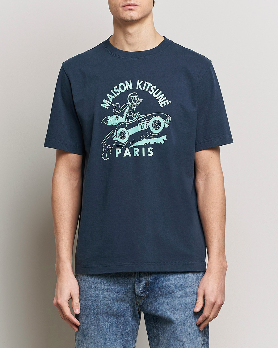 Men | T-Shirts | Maison Kitsuné | Racing Fox T-Shirt Ink Blue