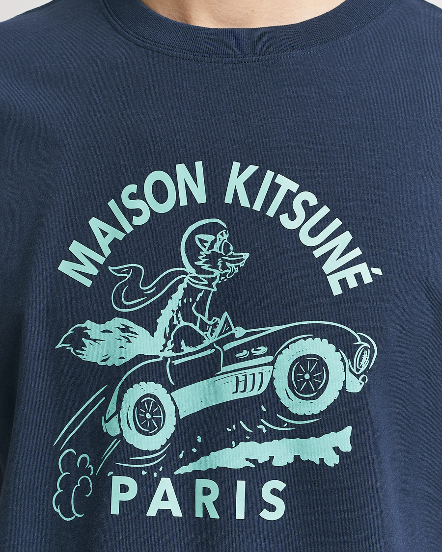Men | T-Shirts | Maison Kitsuné | Racing Fox T-Shirt Ink Blue