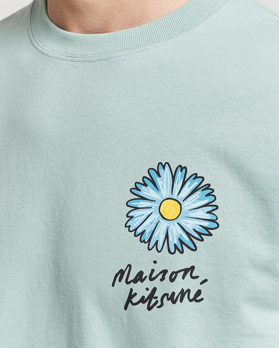 Men | T-Shirts | Maison Kitsuné | Floating Flower T-Shirt Seafoam Blue