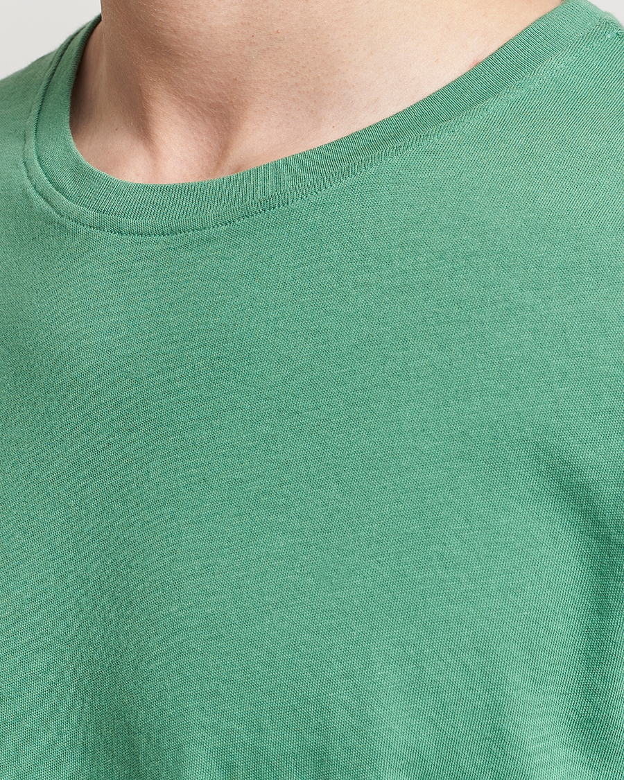 Men | T-Shirts | Merz b. Schwanen | Organic Cotton Washed Crew Neck T-Shirt Grass Green