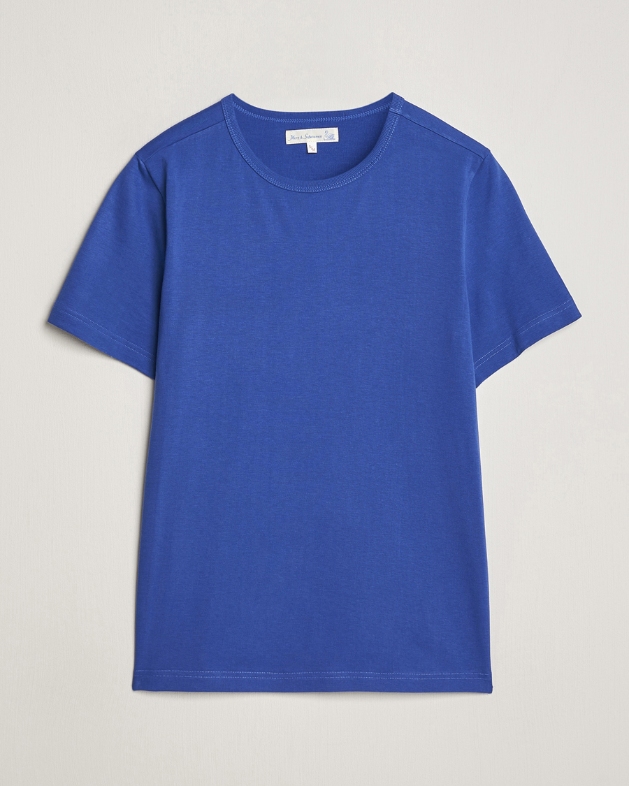 Men | T-Shirts | Merz b. Schwanen | 1950s Classic Loopwheeled T-Shirt Vintage Blue