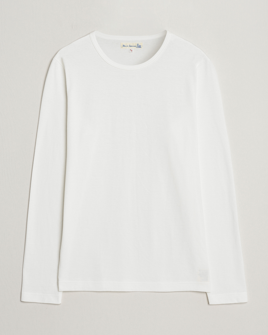 Men | T-Shirts | Merz b. Schwanen | 1950s Classic Loopwheeled Longsleeve T-Shirt White