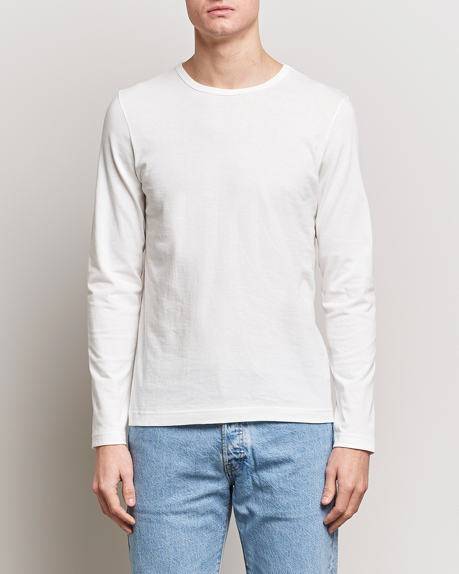 Men | T-Shirts | Merz b. Schwanen | 1950s Classic Loopwheeled Longsleeve T-Shirt White