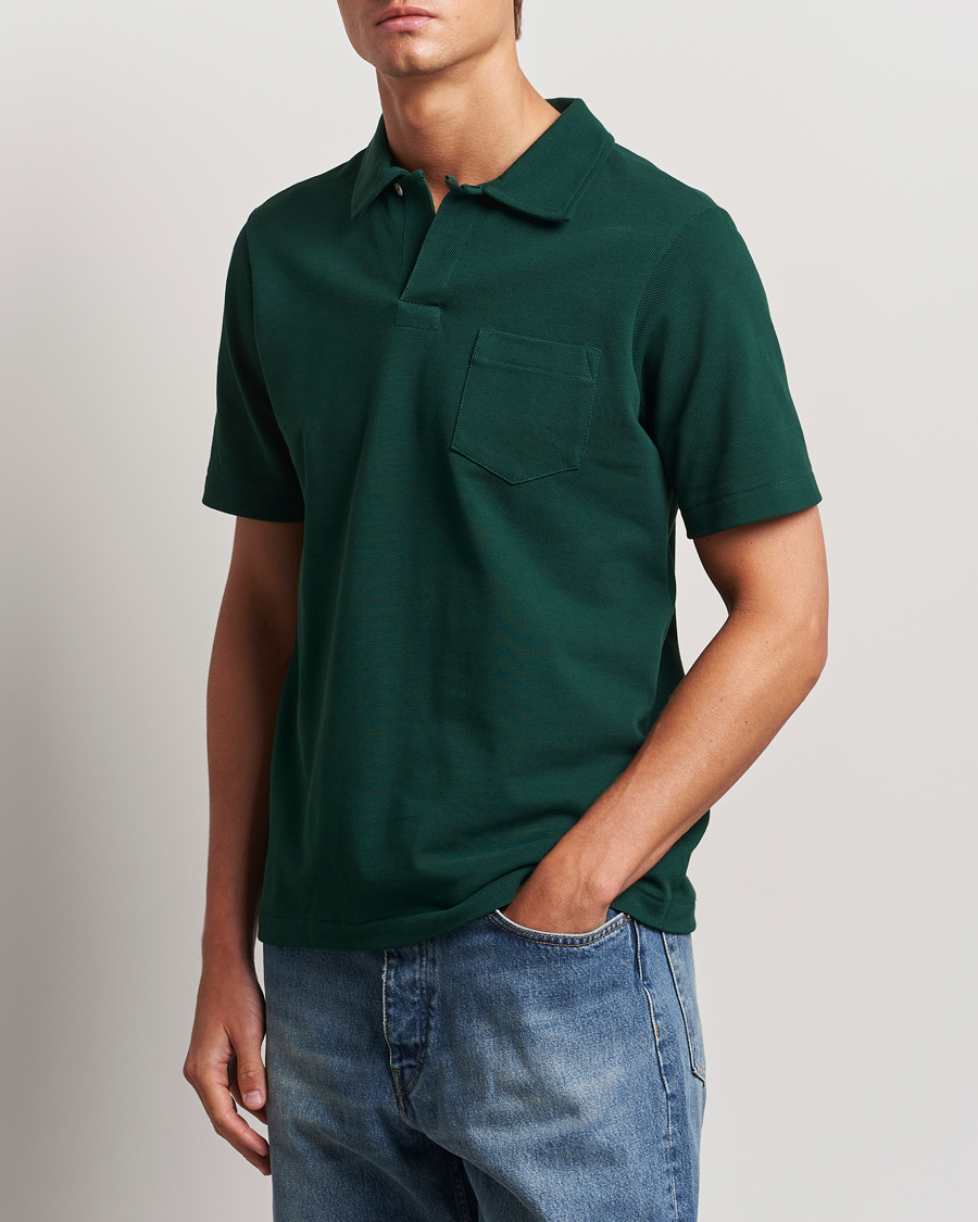 Men | Polo Shirts | Merz b. Schwanen | Organic Cotton Washed Polo Classic Green