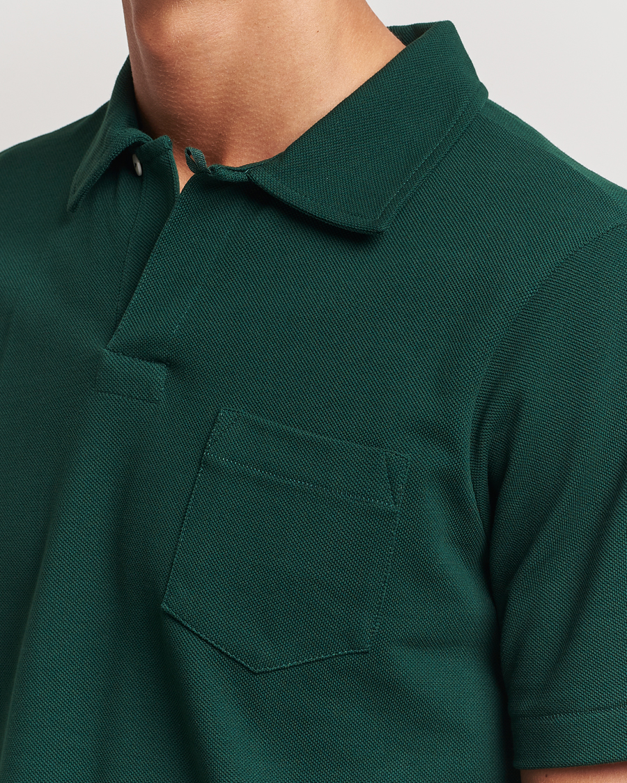 Men | Polo Shirts | Merz b. Schwanen | Organic Cotton Washed Polo Classic Green