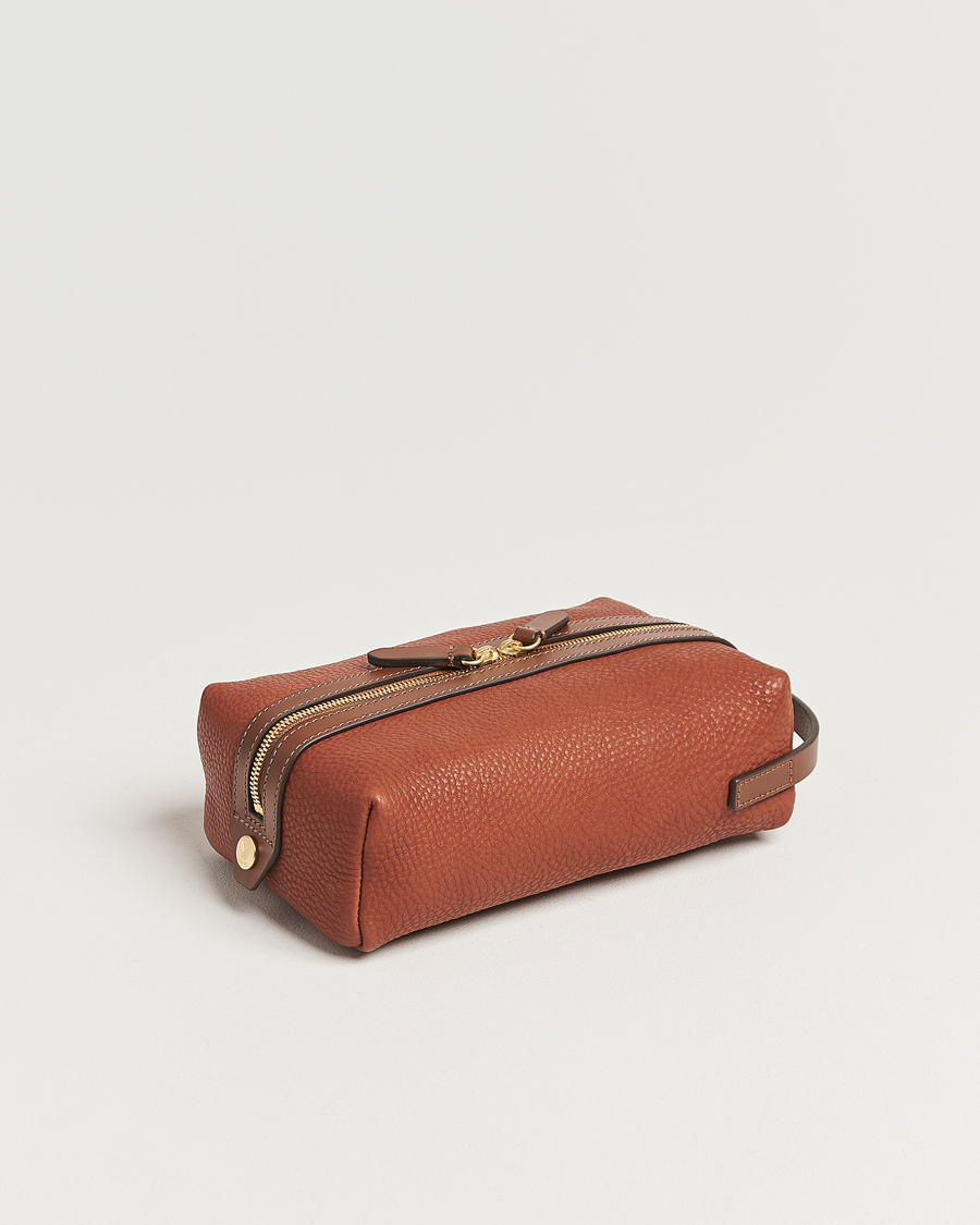 Men | Bags | Mismo | Groom Pebbled Leather Washbag Tabac/Cuoio