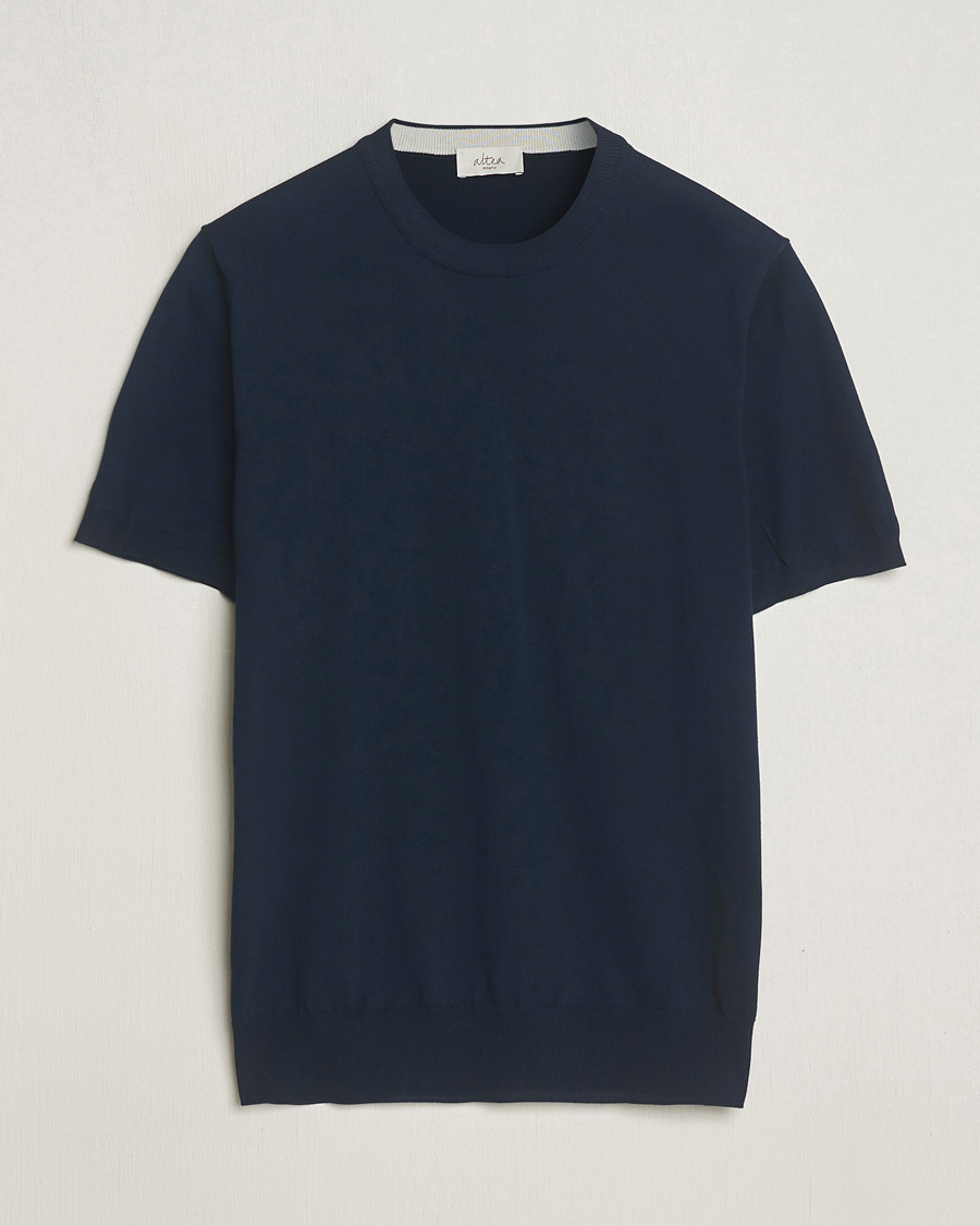 Men | T-Shirts | Altea | Extrafine Cotton Knit T-Shirt Navy