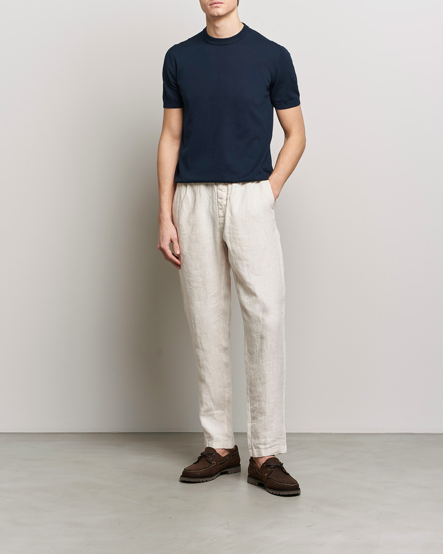 Men | T-Shirts | Altea | Extrafine Cotton Knit T-Shirt Navy