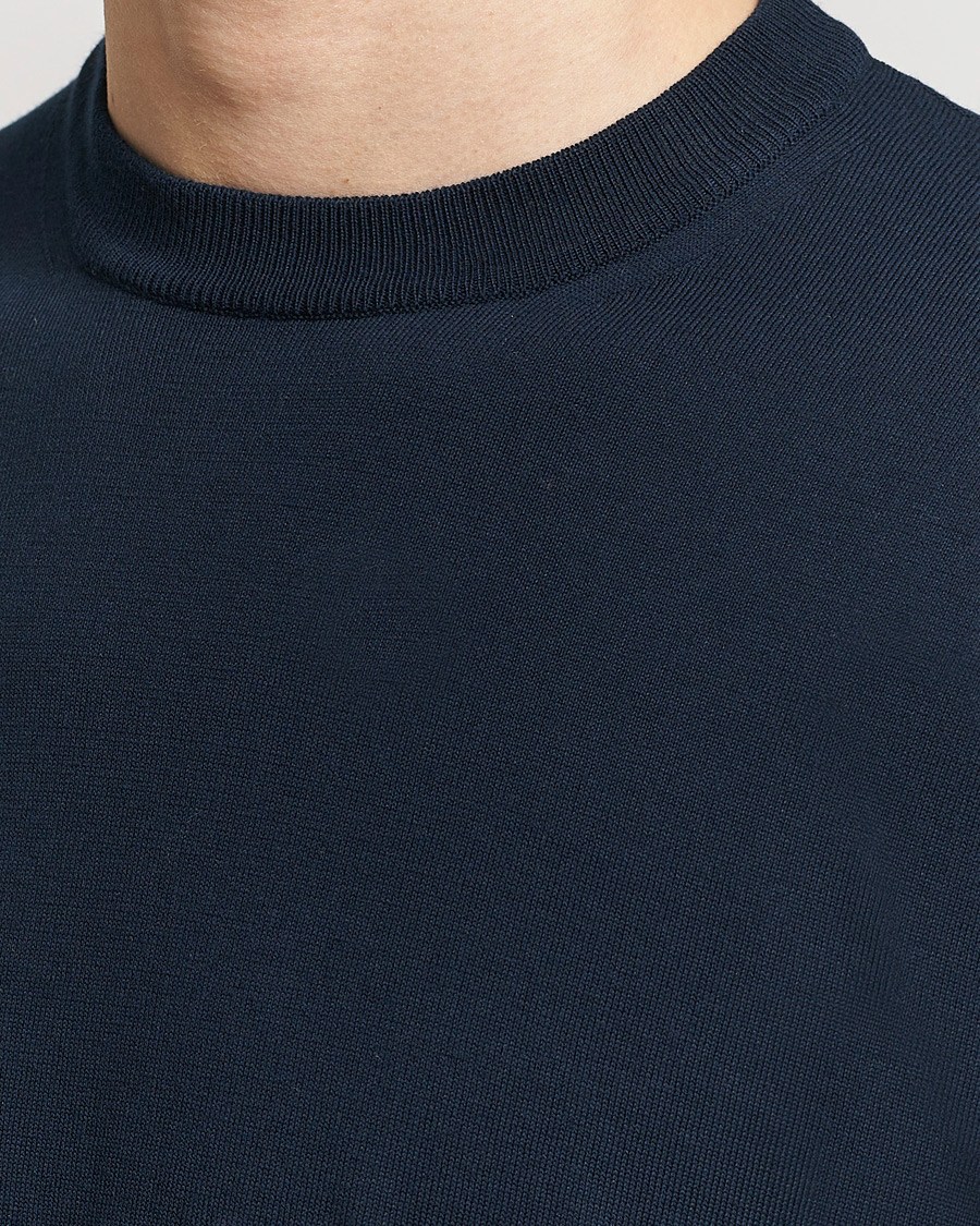 Men | T-Shirts | Altea | Extrafine Cotton Knit T-Shirt Navy