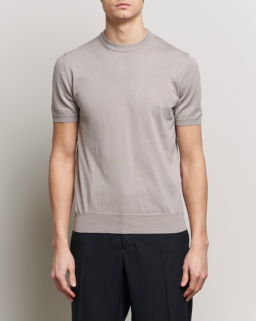 Men | T-Shirts | Altea | Extrafine Cotton Knit T-Shirt Taupe