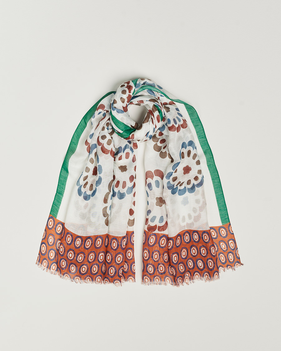 Men | Altea Printed Linen Scarf Green/Orange | Altea | Printed Linen Scarf Green/Orange