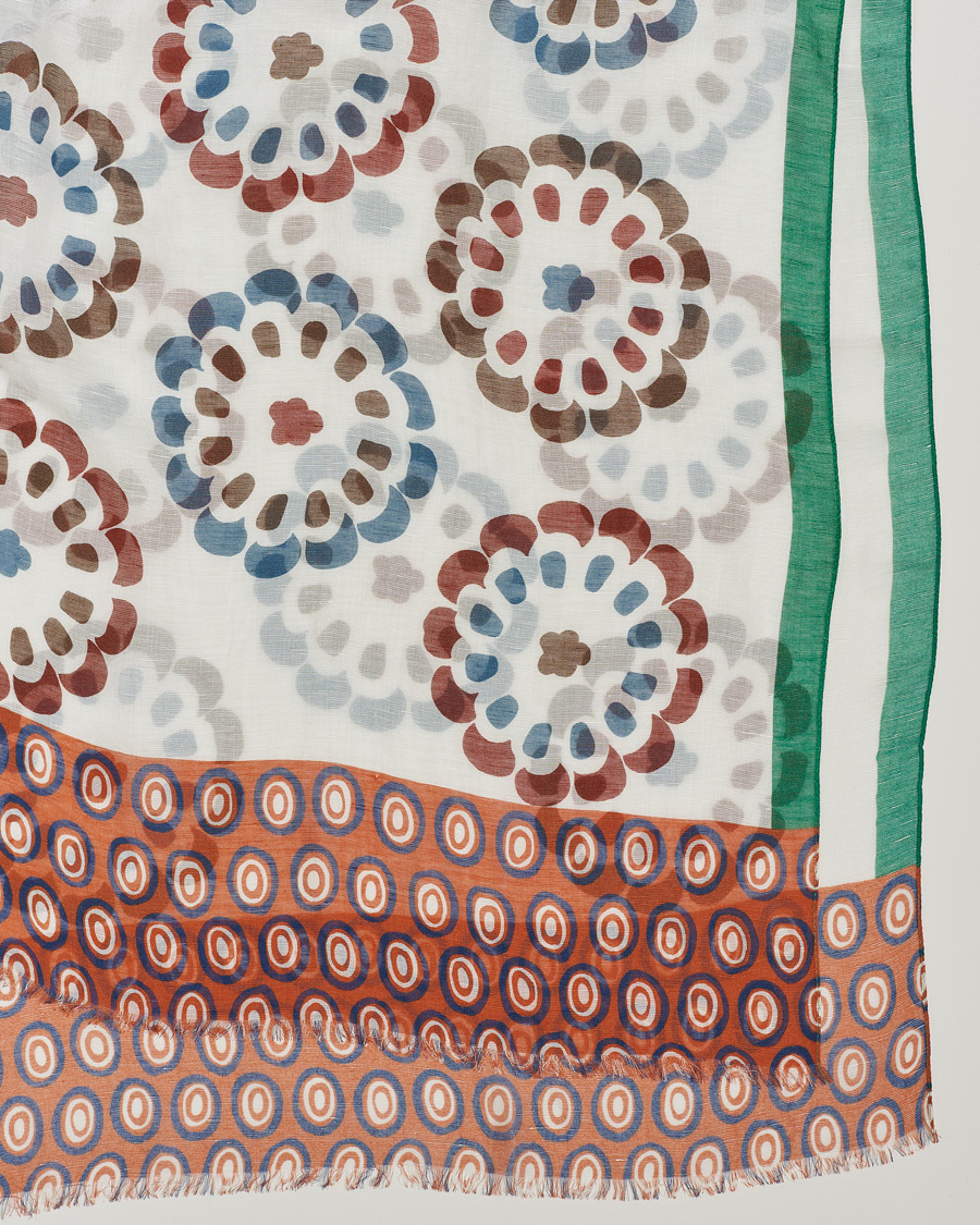 Men | Altea Printed Linen Scarf Green/Orange | Altea | Printed Linen Scarf Green/Orange