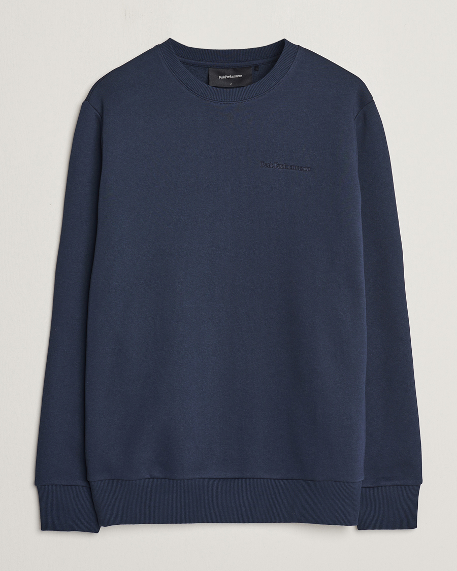 Men | Sweaters & Knitwear | Peak Performance | Original Logo Crew Neck Sweatshirt Blue Shadow