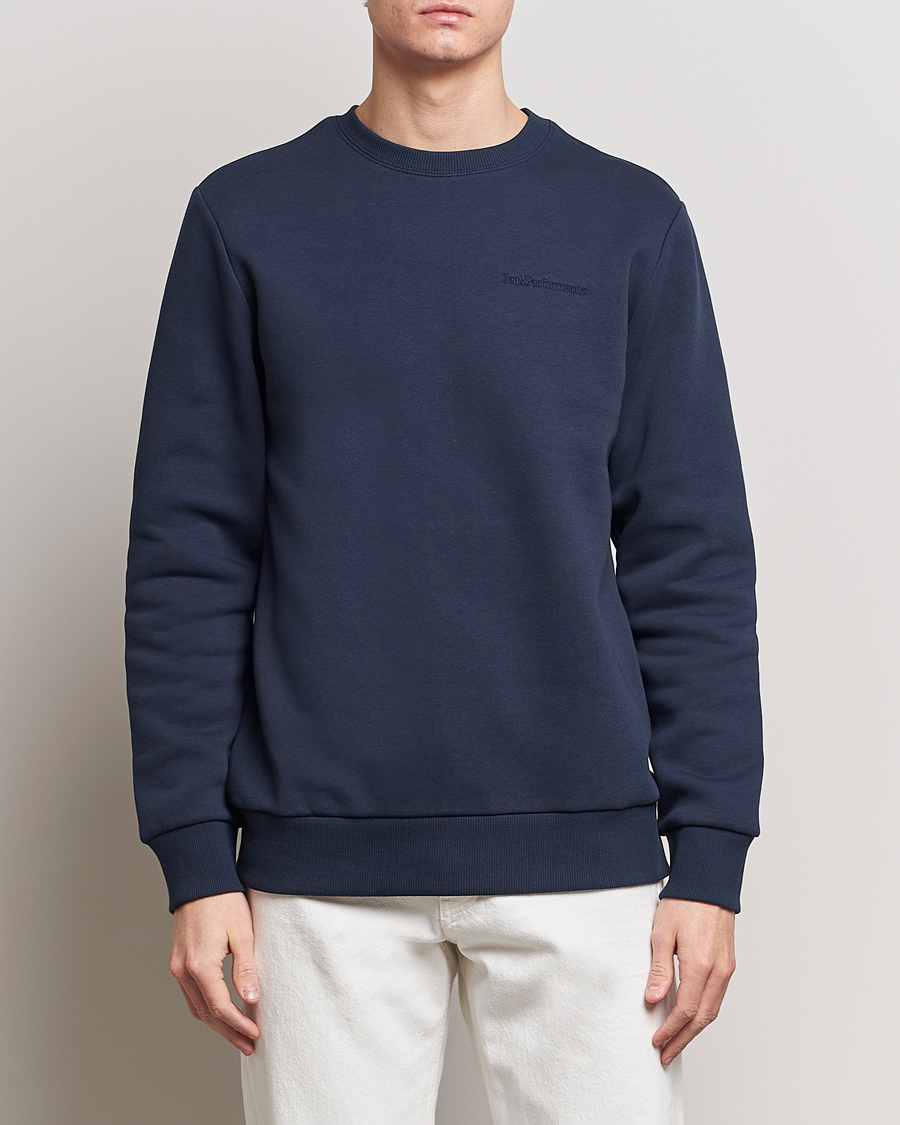 Men | Sweaters & Knitwear | Peak Performance | Original Logo Crew Neck Sweatshirt Blue Shadow