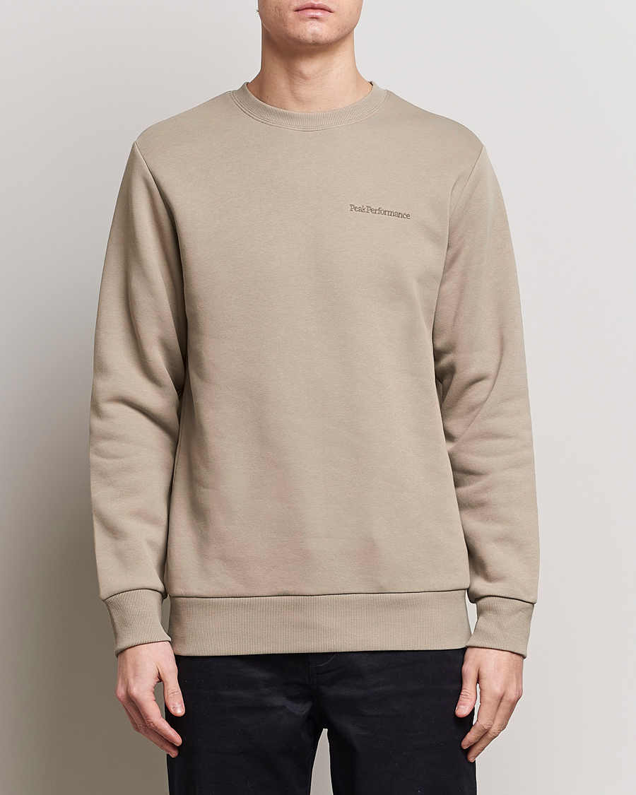 Men | Sweaters & Knitwear | Peak Performance | Original Logo Crew Neck Sweatshirt Avid Beige