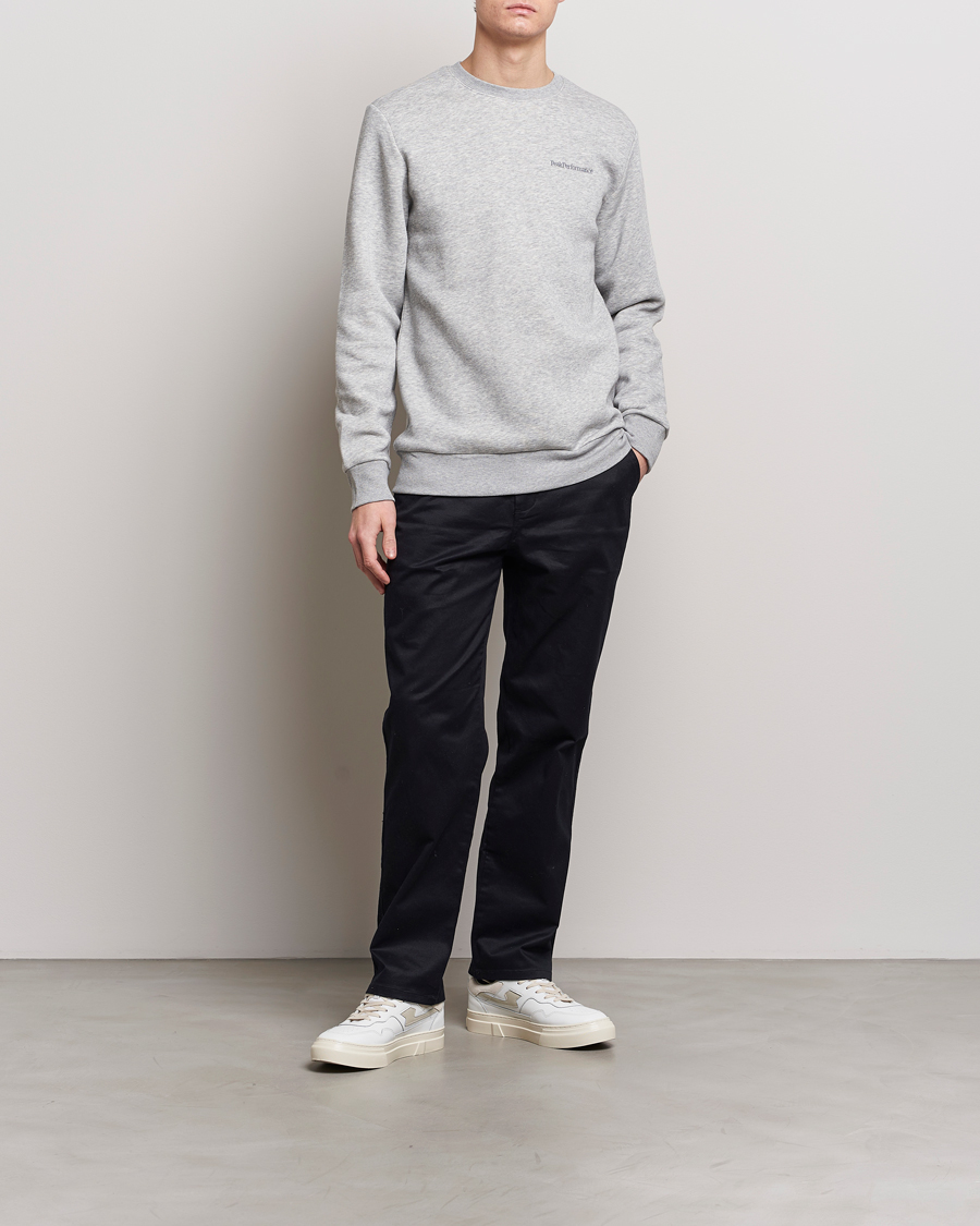 Men | Sweaters & Knitwear | Peak Performance | Original Logo Crew Neck Sweatshirt Grey Melange