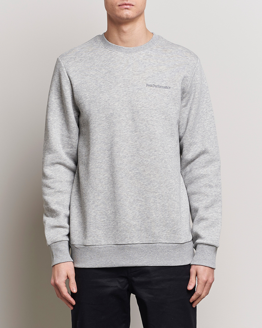 Men | Sweaters & Knitwear | Peak Performance | Original Logo Crew Neck Sweatshirt Grey Melange