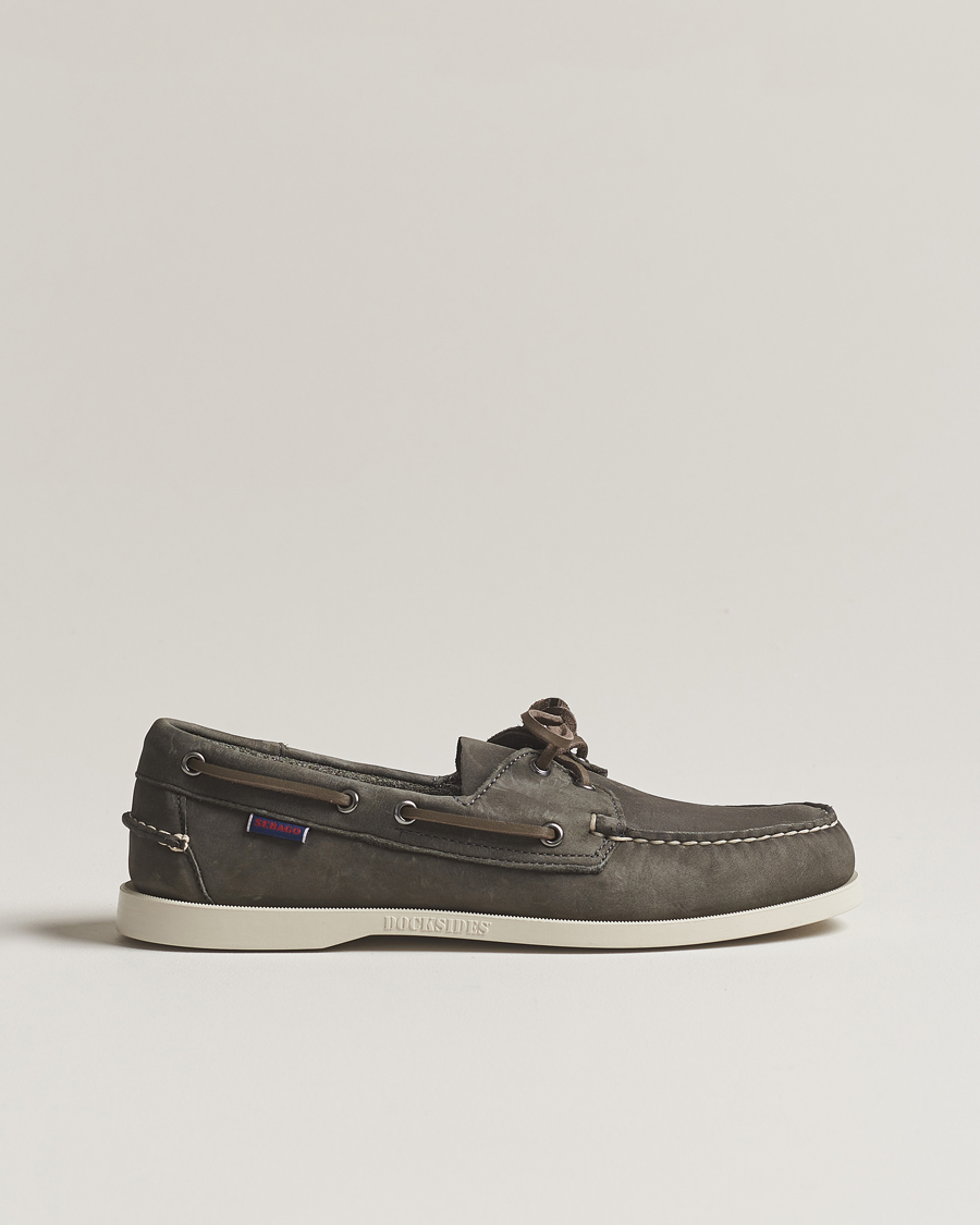Men | Boat Shoes | Sebago | Dockside Nubuck Boat Shoe Dark Grey