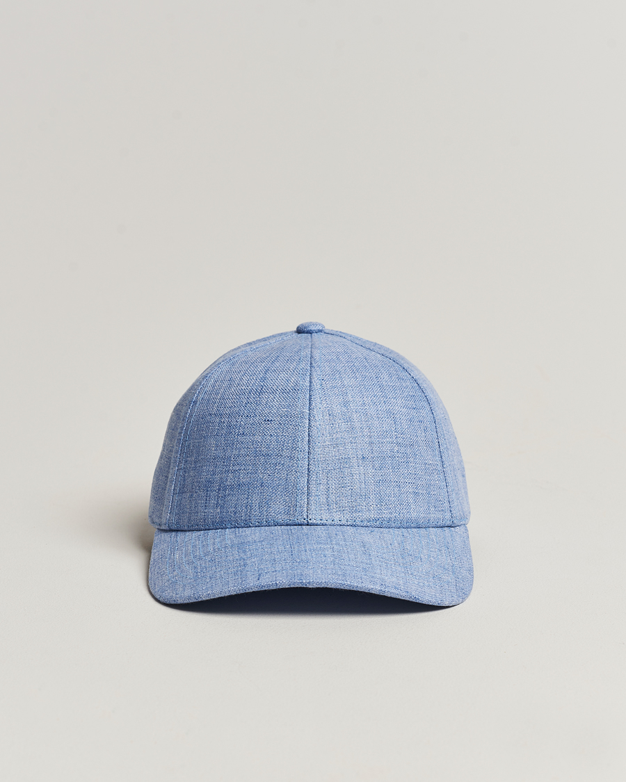 Men | Varsity Headwear Linen Baseball Cap Azure Blue | Varsity Headwear | Linen Baseball Cap Azure Blue
