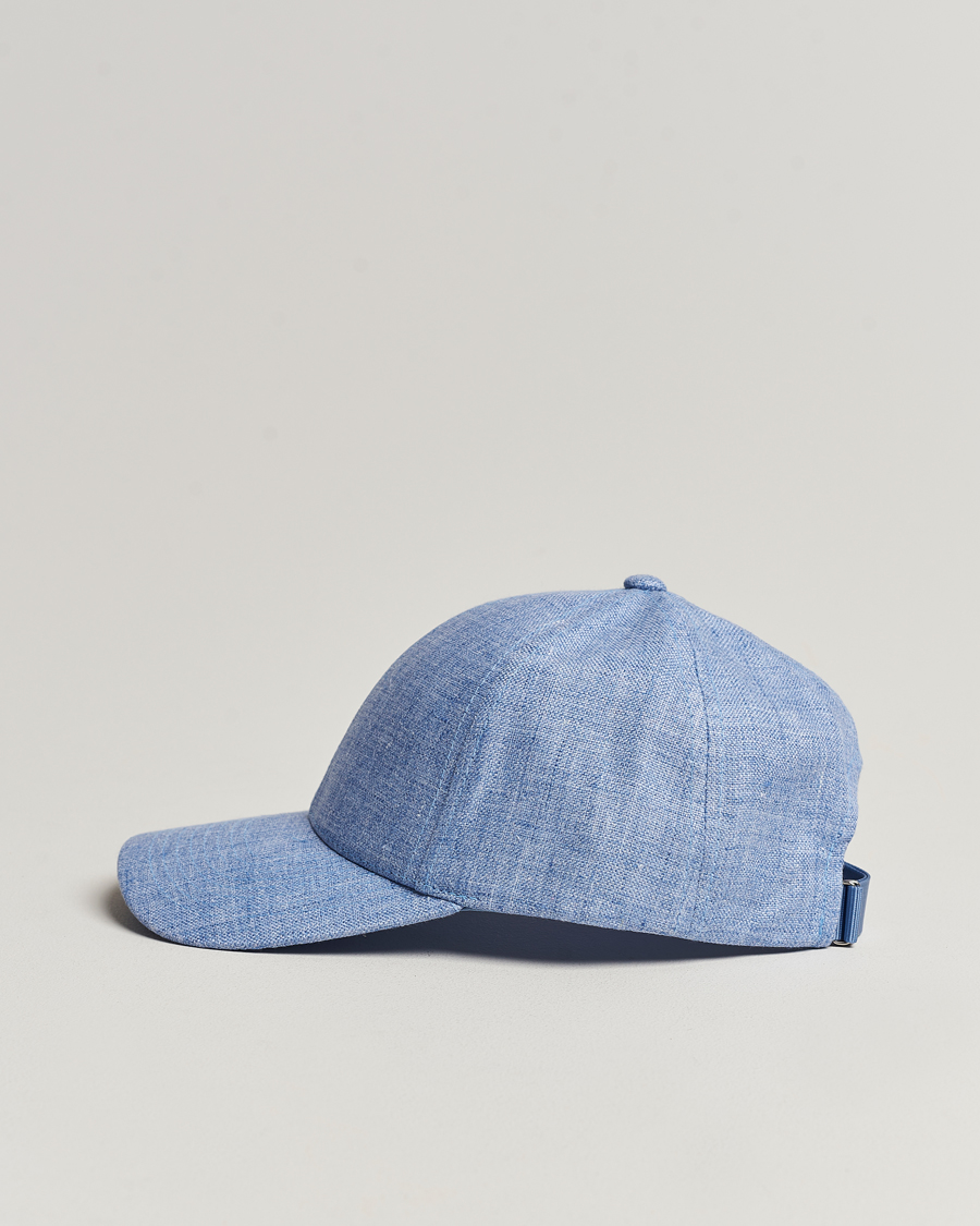 Men | Varsity Headwear Linen Baseball Cap Azure Blue | Varsity Headwear | Linen Baseball Cap Azure Blue