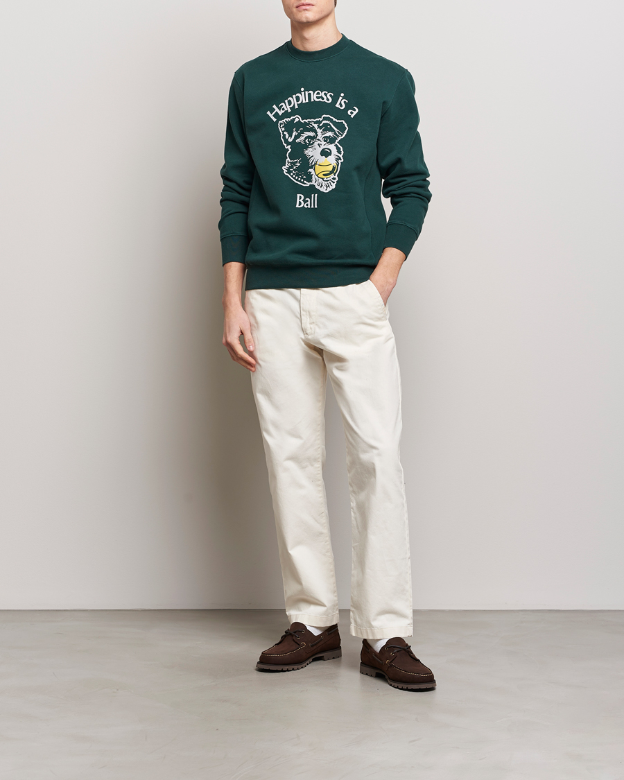 Men | Sweaters & Knitwear | Palmes | Dog Crew Neck Sweatshirt Dark Green