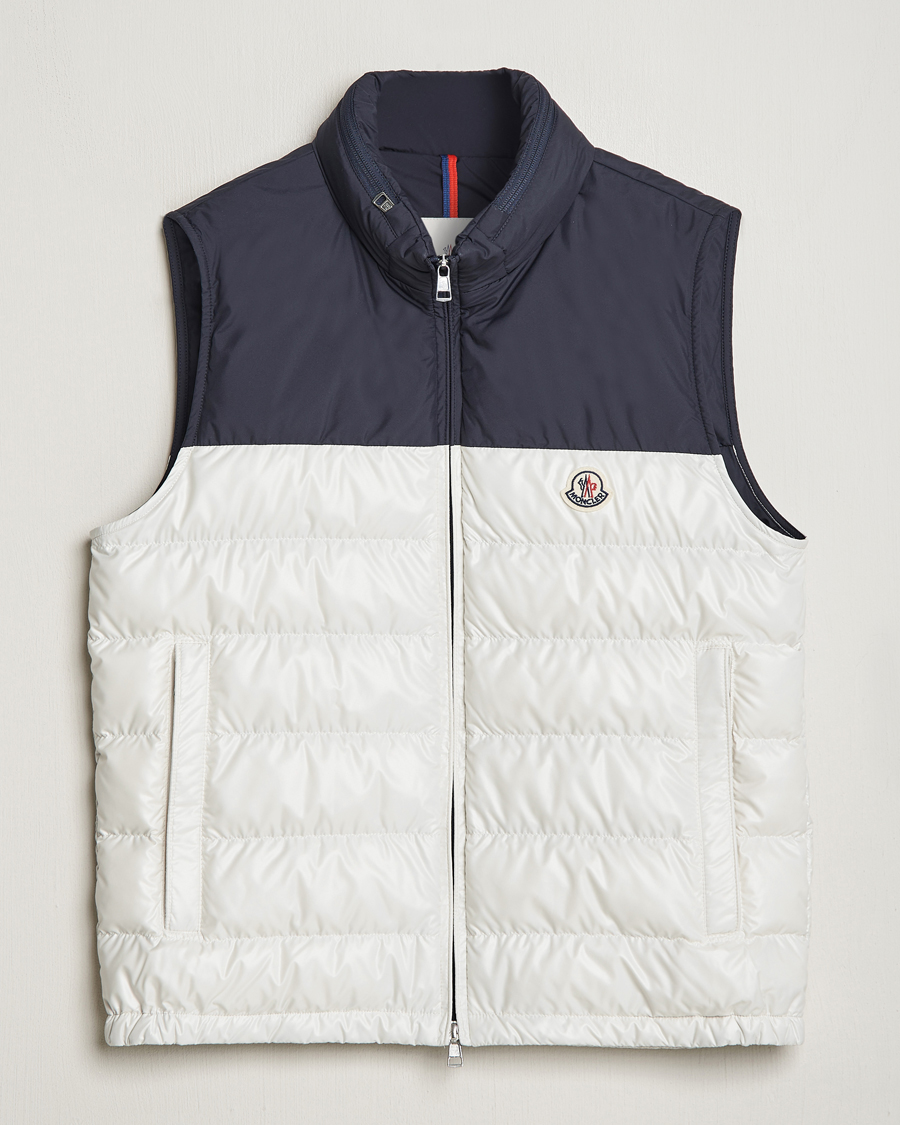 Men | Coats & Jackets | Moncler | Cerces Down Vest Off White/Navy