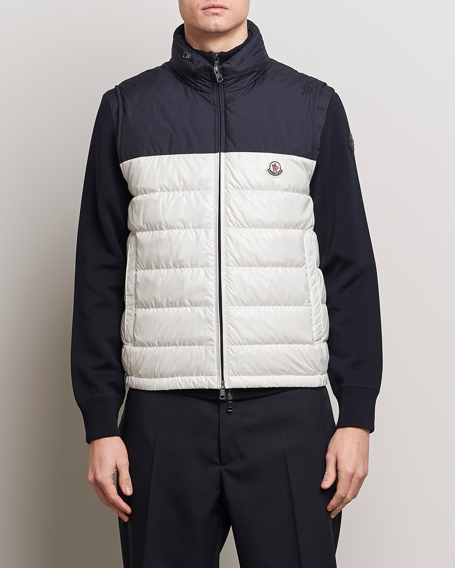 Men | Coats & Jackets | Moncler | Cerces Down Vest Off White/Navy