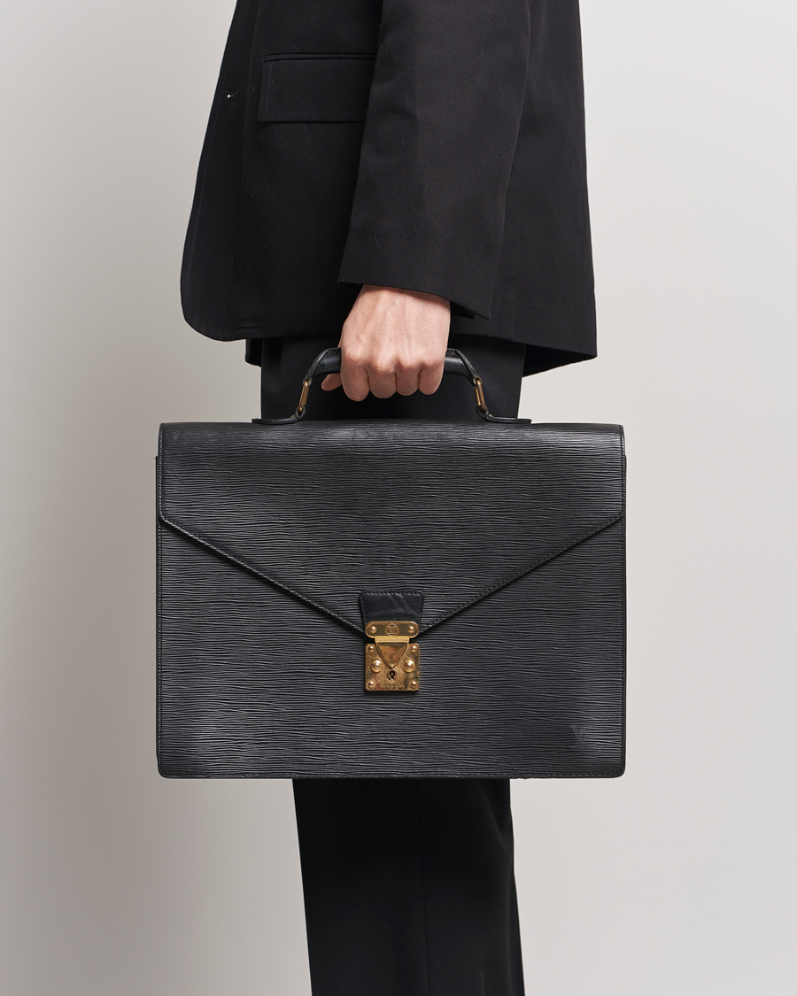 Men | Louis Vuitton Pre-Owned Serviette Ambassadeur Epi Leather Breifcase Black | Louis Vuitton Pre-Owned | Serviette Ambassadeur Epi Leather Breifcase Black