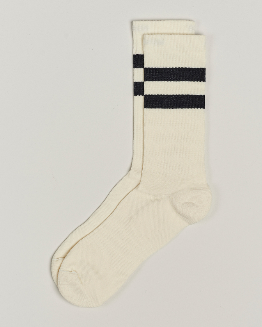 Men | Underwear & Socks | Sweyd | Two Stripe Cotton Socks White/Black