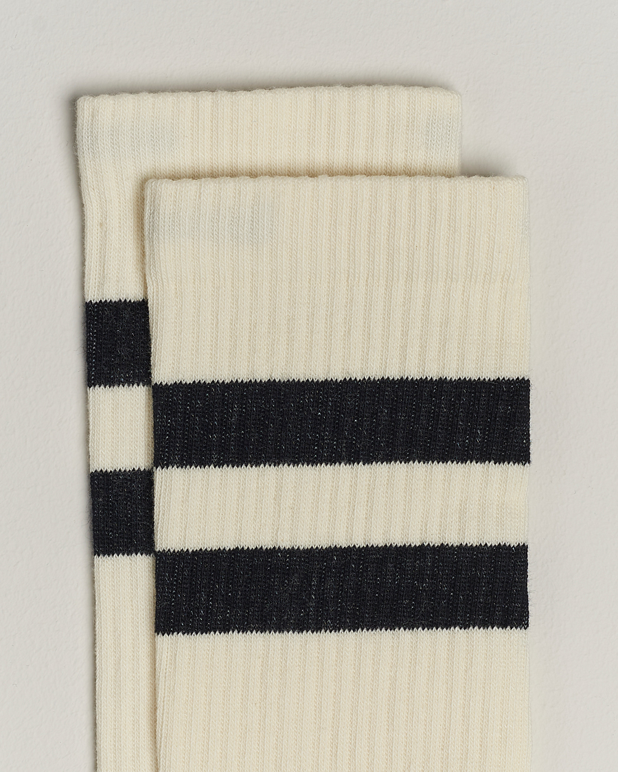 Men | Underwear & Socks | Sweyd | Two Stripe Cotton Socks White/Black