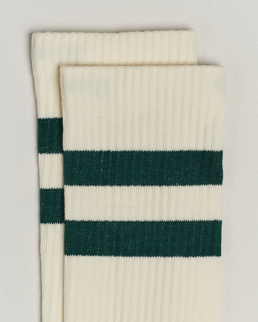 Men | Underwear & Socks | Sweyd | Two Stripe Cotton Socks White/Green