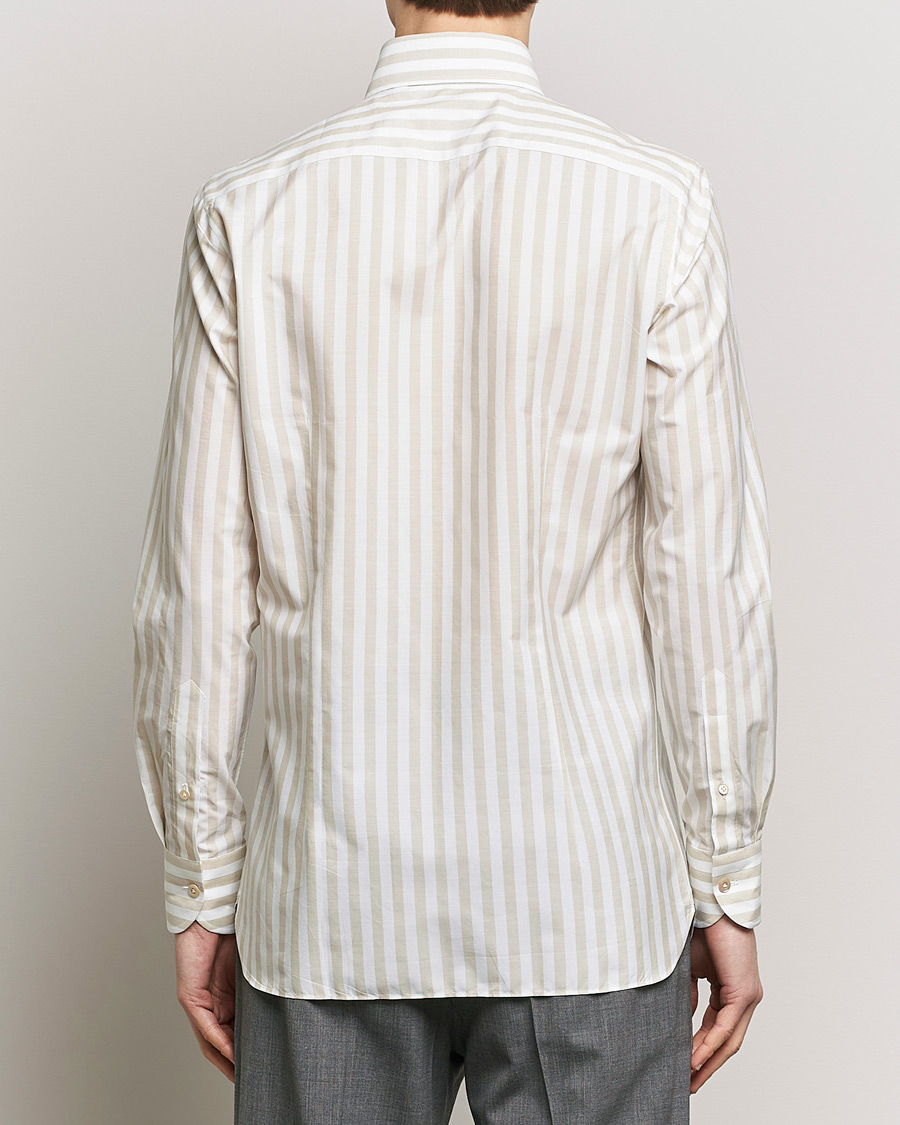 Men | Shirts | 100Hands | Striped Cotton Shirt Brown/White