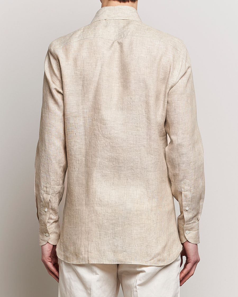 Men | Shirts | 100Hands | Striped Linen Shirt Brown