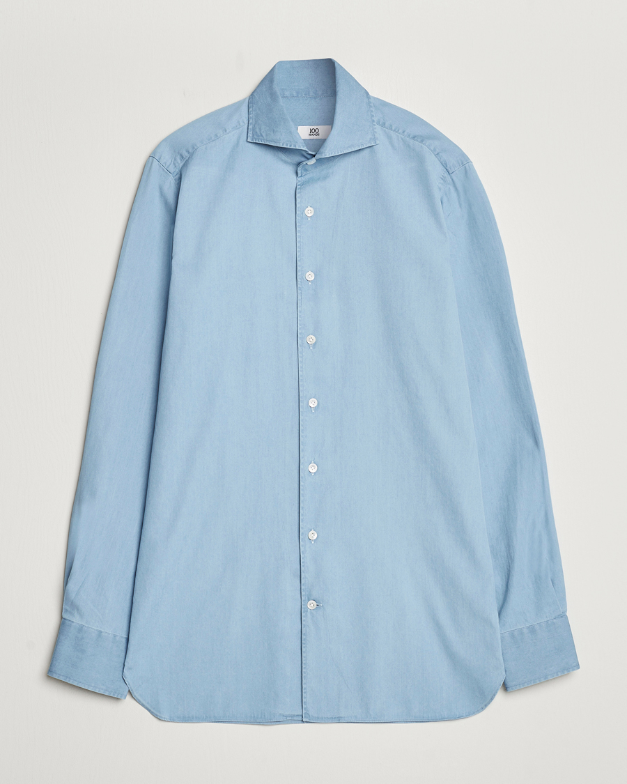 Men | Shirts | 100Hands | Ice Wash Denim Shirt Light Blue